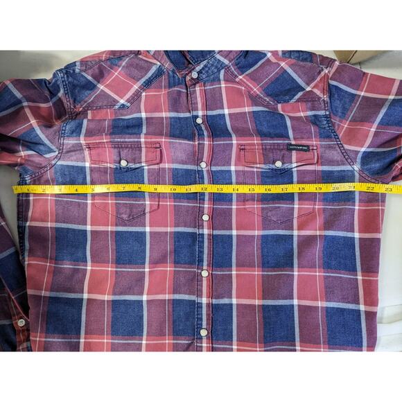 Lucky Brand Flannel Pearl Snap Plaid Long Sleeve Button Up Shirt Mens Large - Picture 3 of 8